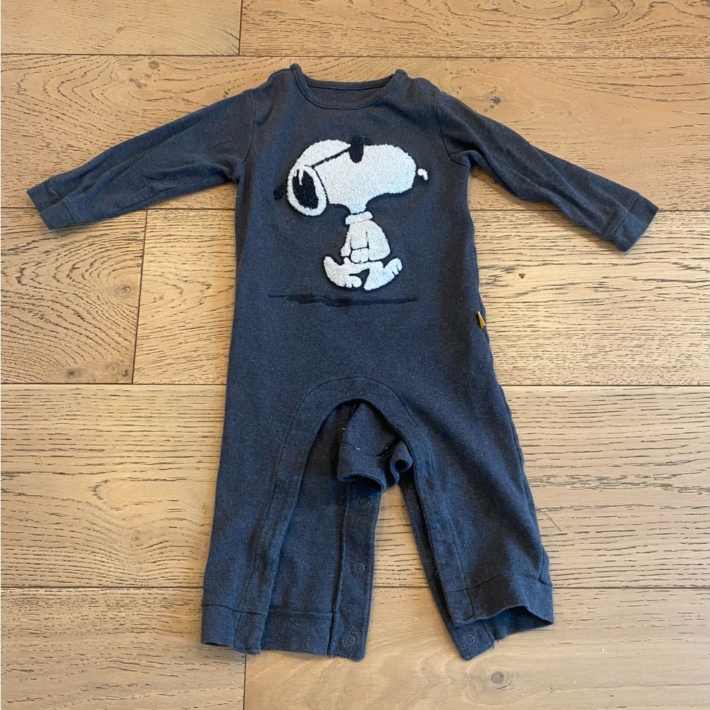 Long Sleeved Romper with Joe Cool Snoopy Appliqué